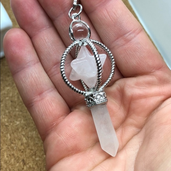 Rose quartz sacred Geometry rotating pendulum - Picture 6 of 11